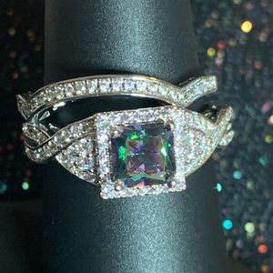 Size 5 purple sapphire with double silver band